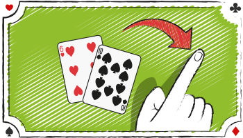 Når man overgiver sig i blackjack, skal man sige ”surrender” tegne en imaginær linje på filten fra venstre mod højre med pegefingeren.