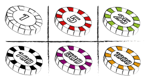 Chipsene (jetonerne) der anvendes når man spiller blackjack på casino er ofte farvet i forskellige farver, så det er let at kende forskel på deres værdi.