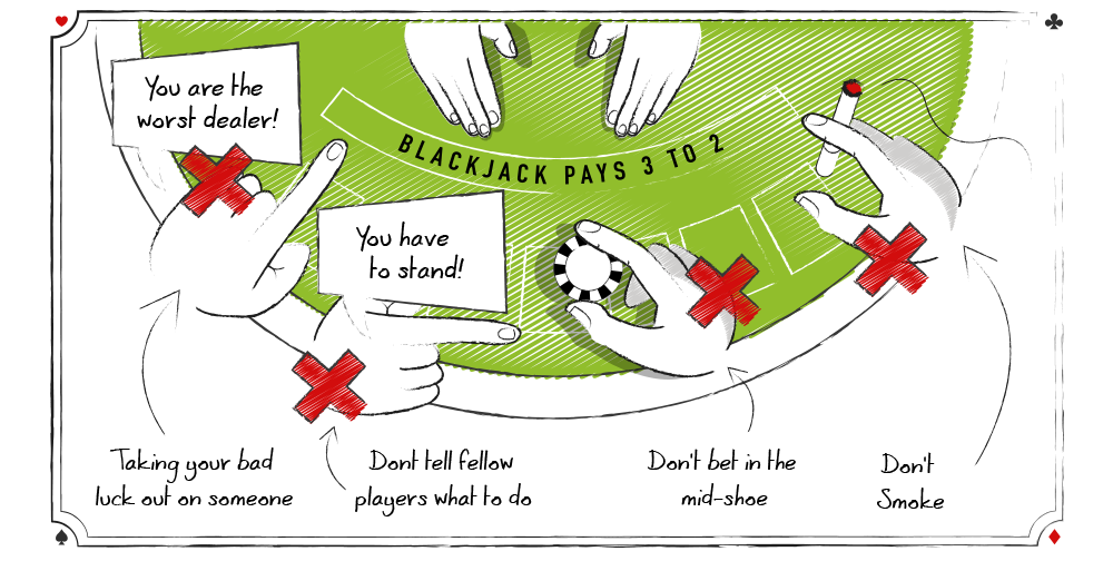 Når du spiller blackjack, så lad ikke dit uheld gå ud over dealeren eller dine medspillere – det er jo ikke deres skyld at kortene ikke er med dig!