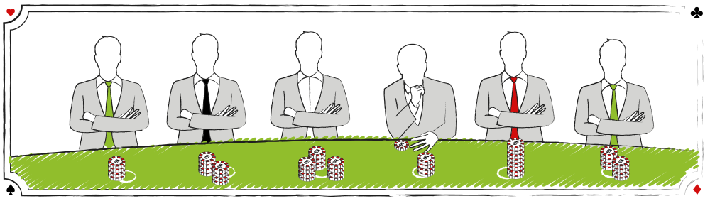 Hvis flere af dine modspillere i en blackjack turnering satser alle deres chips på den sidste hånd, så bør du gøre det samme og holde på en chip