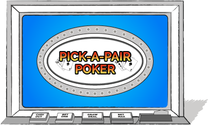 I Pick’em Poker får man to kort med billedsiden opad plus to stakke med tre kort i hver og det øverste kort åbent.