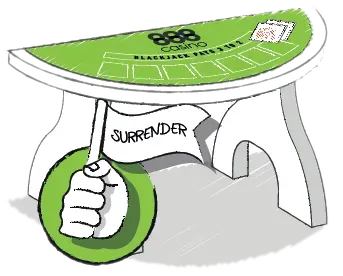 Trin 1: Tillader casinoet overgivelse (surrender), og er dealerens åbne kort et af de kort, der gør at man bør overgive sig?
