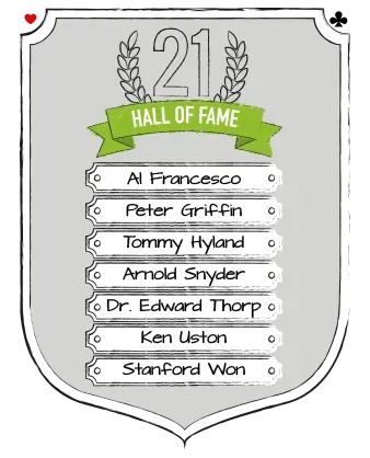 Hvem er de 21 medlemmer af blackjack Hall of the Fame? Se navnene og historien bag her.